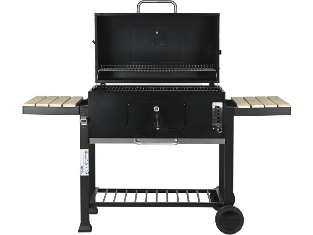 Barbacoa de carbón "Marquis" con estantes laterales y parrillas ajustables - Negro