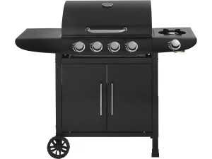 Barbacoa de gas "Feria 5" - 5 fuegos incluido 1 lateral - 14,5 kW - Negro