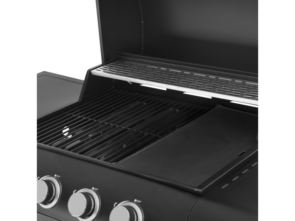 Barbacoa de gas "Feria 5" - 5 fuegos incluido 1 lateral - 14,5 kW - Negro