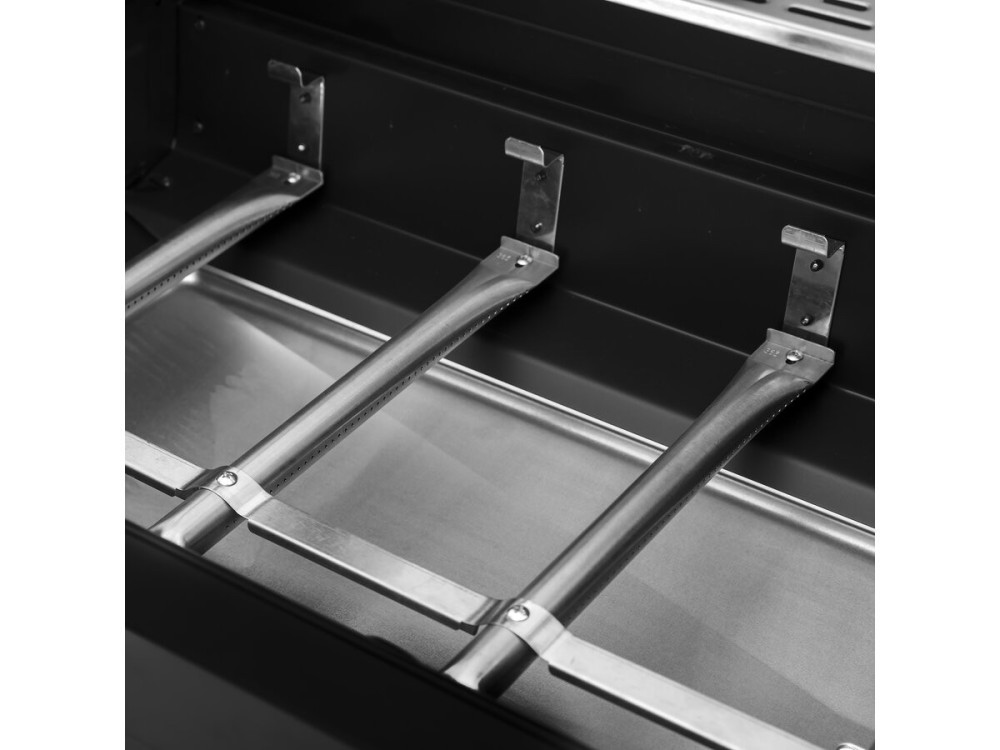 Barbacoa de gas para cocina exterior - 12 kW - 4 fuegos - Negro