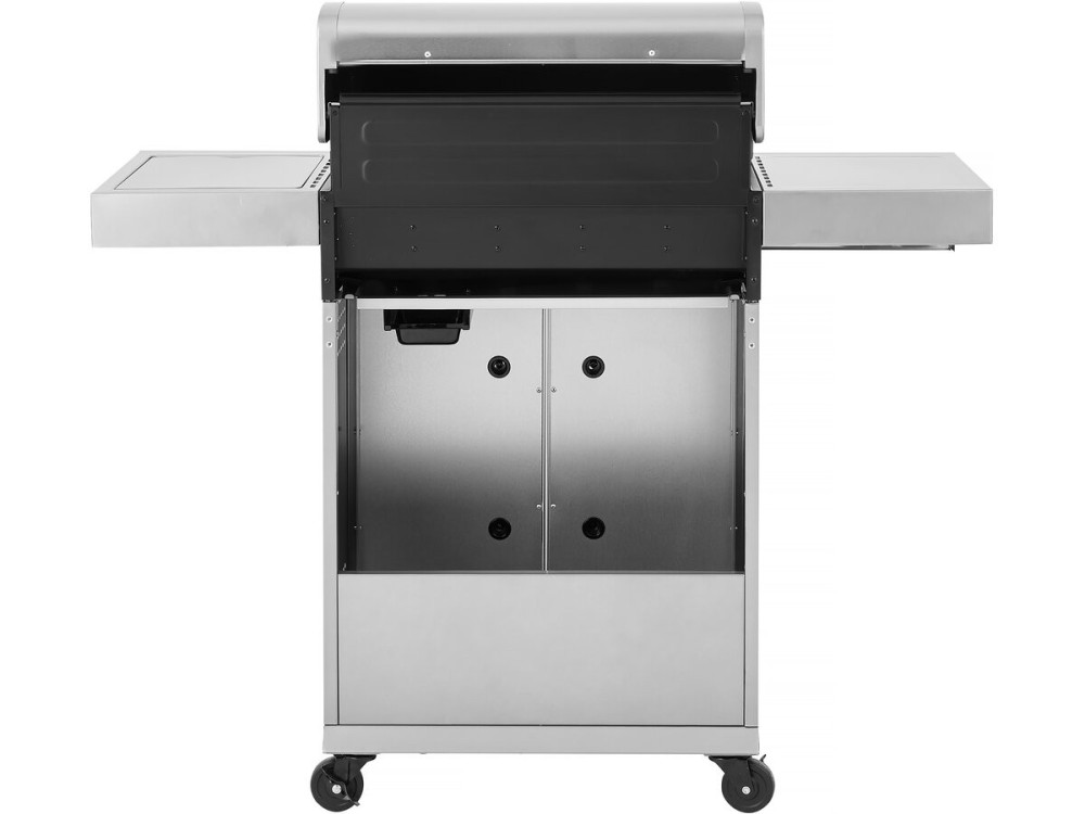 Barbacoa de gas de acero inoxidable con 5 quemadores incluyendo 1 quemador lateral "Brazzo" - 118 x 57 x 104 cm - Gris claro