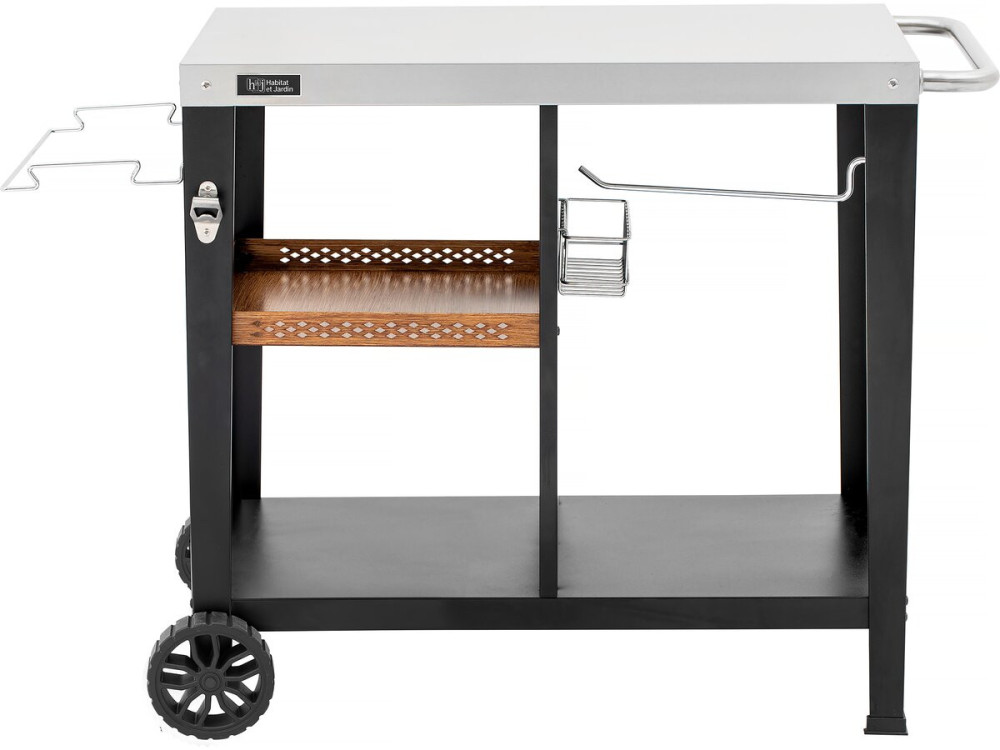 Carro de servicio para barbacoa "Gelia" 117 x 59 cm - Acero inoxidable - Negro