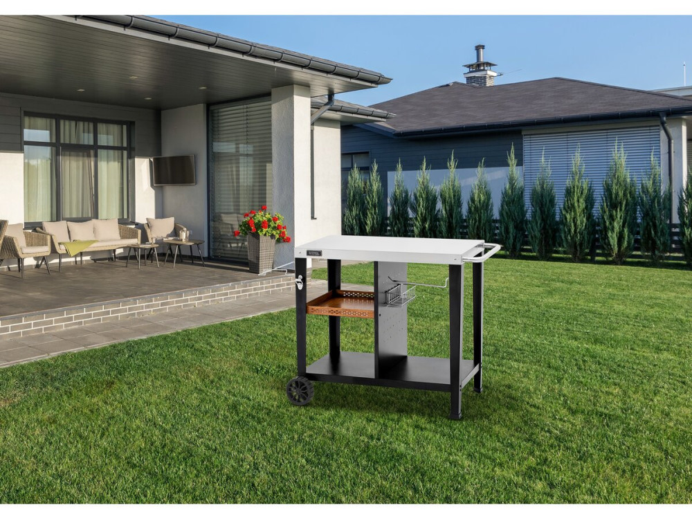 Carro de servicio para barbacoa "Gelia" 117 x 59 cm - Acero inoxidable - Negro