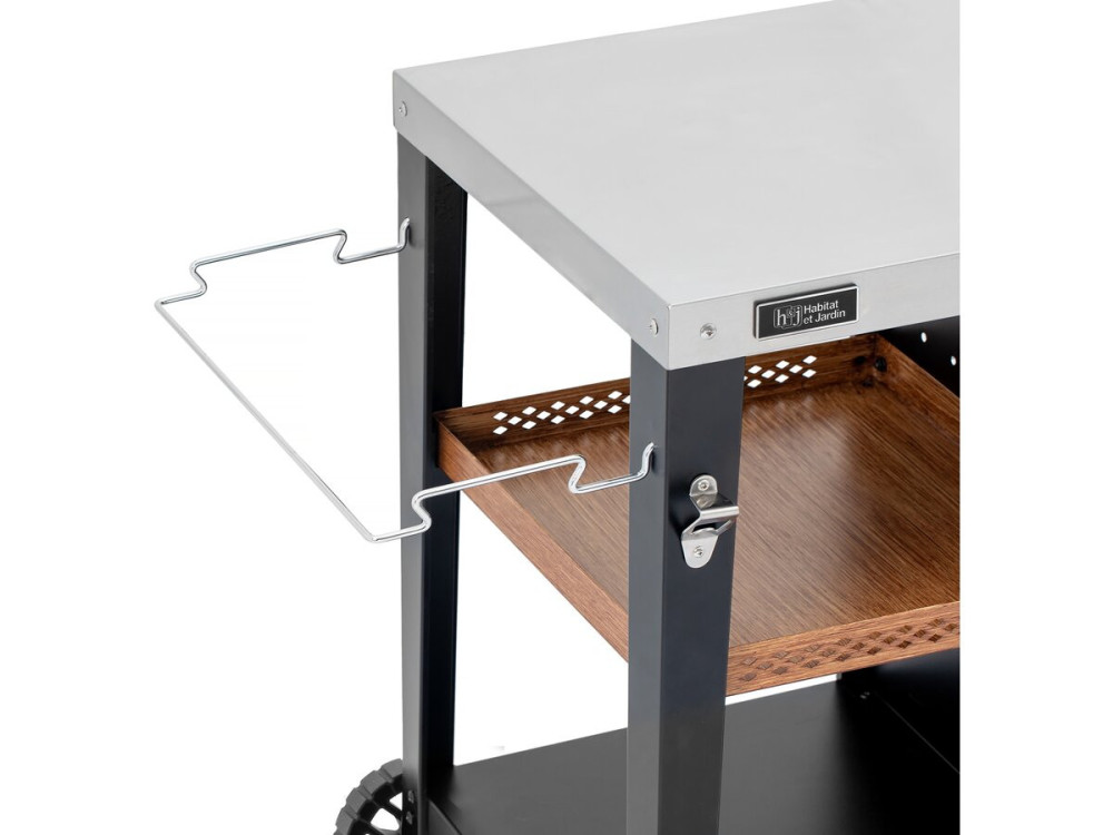 Carro de servicio para barbacoa "Gelia" 117 x 59 cm - Acero inoxidable - Negro