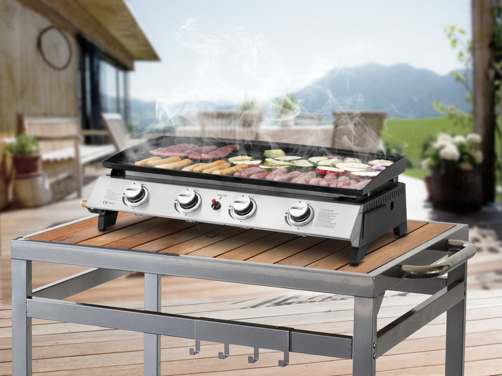Plancha de gas 4 quemadores "Jolly" - 10 Kw - Gris