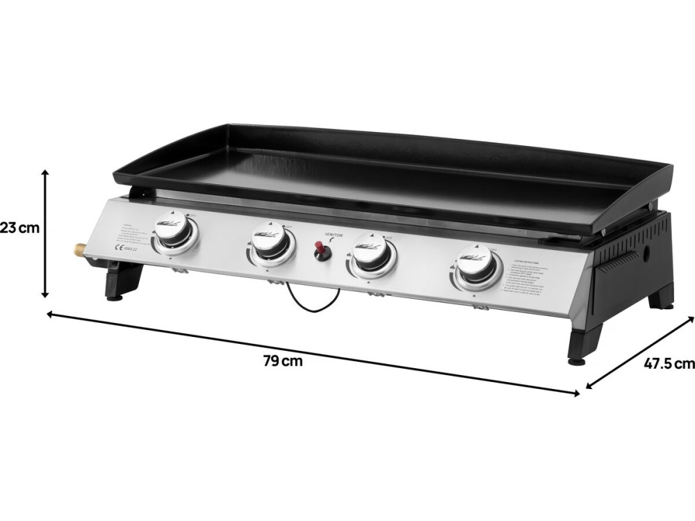 Plancha de gas 4 quemadores "Jolly" - 10 Kw - Gris