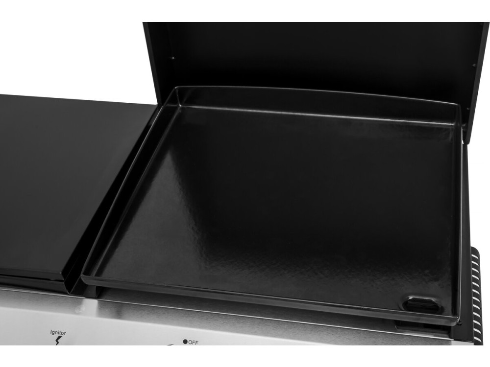 Plancha de gas con tapa "Rasio" - 7,5 KW - 3 fuegos - Negra