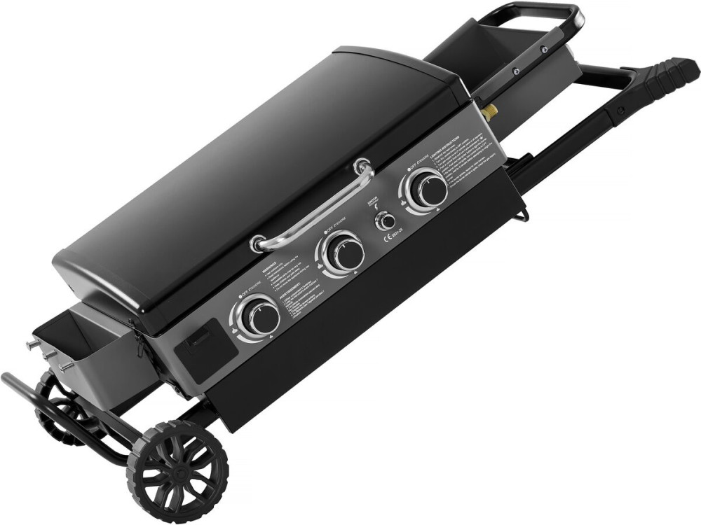 Plancha de gas con carro plegable y portátil "Firo" - 7,5 kw - Negro