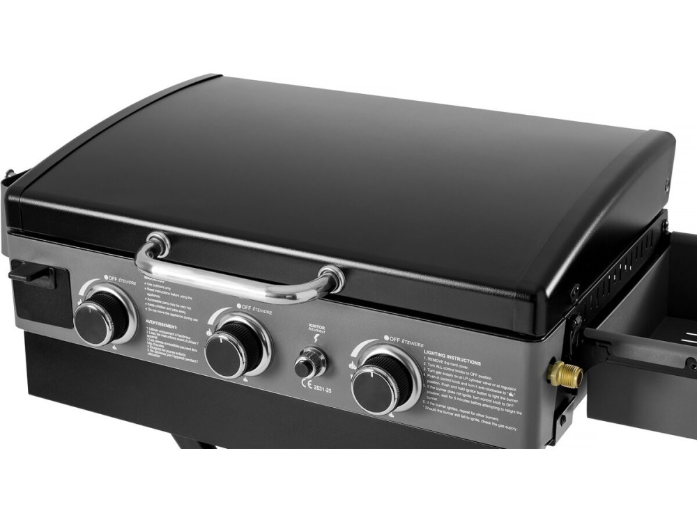 Plancha de gas con carro plegable y portátil "Firo" - 7,5 kw - Negro