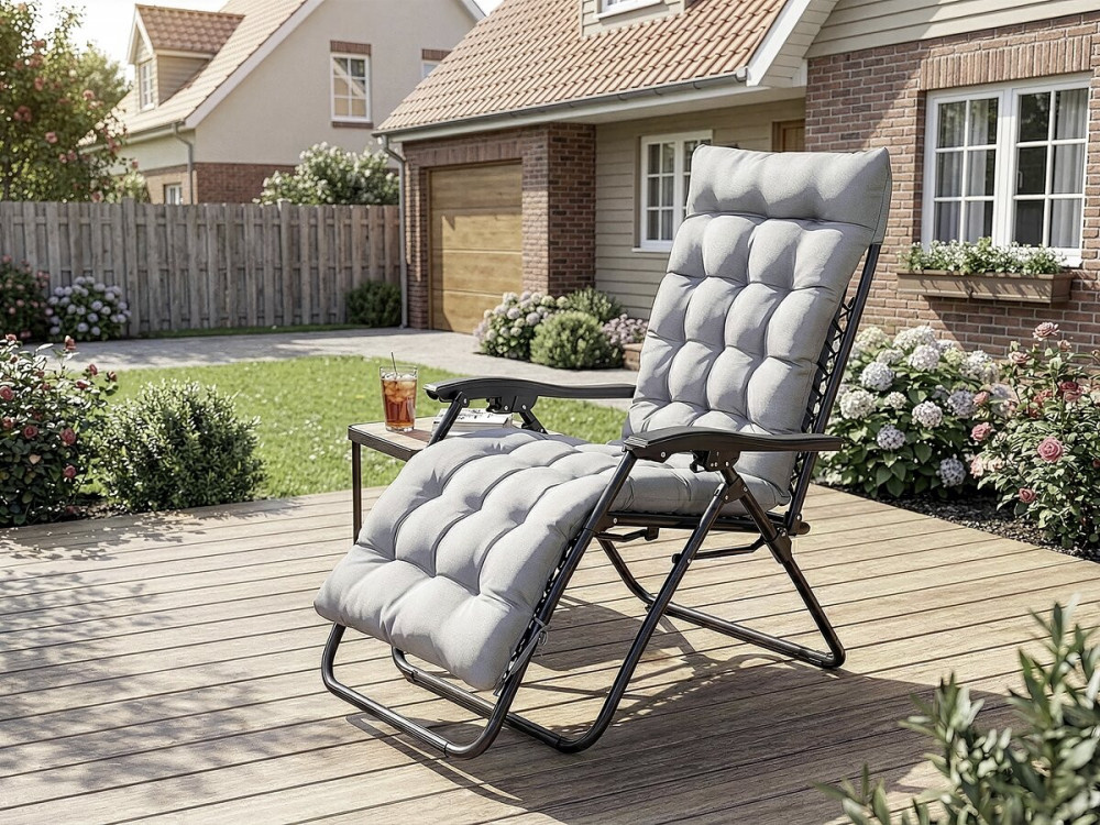 Cojín de tela para sillón de jardín "Romy" - 164 x 52 x 10 cm - Gris claro