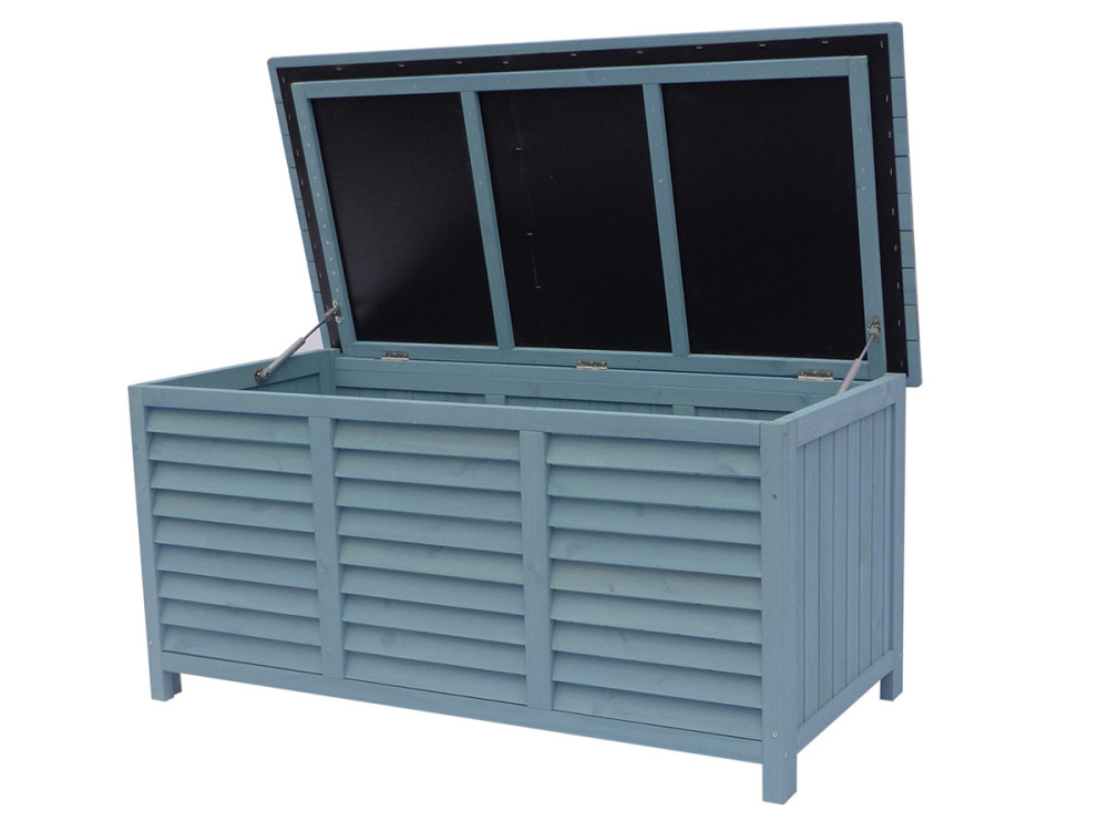 Baúl para jardin en madera "Macao" - 130 x 64 x 60 cm - Azul cielo