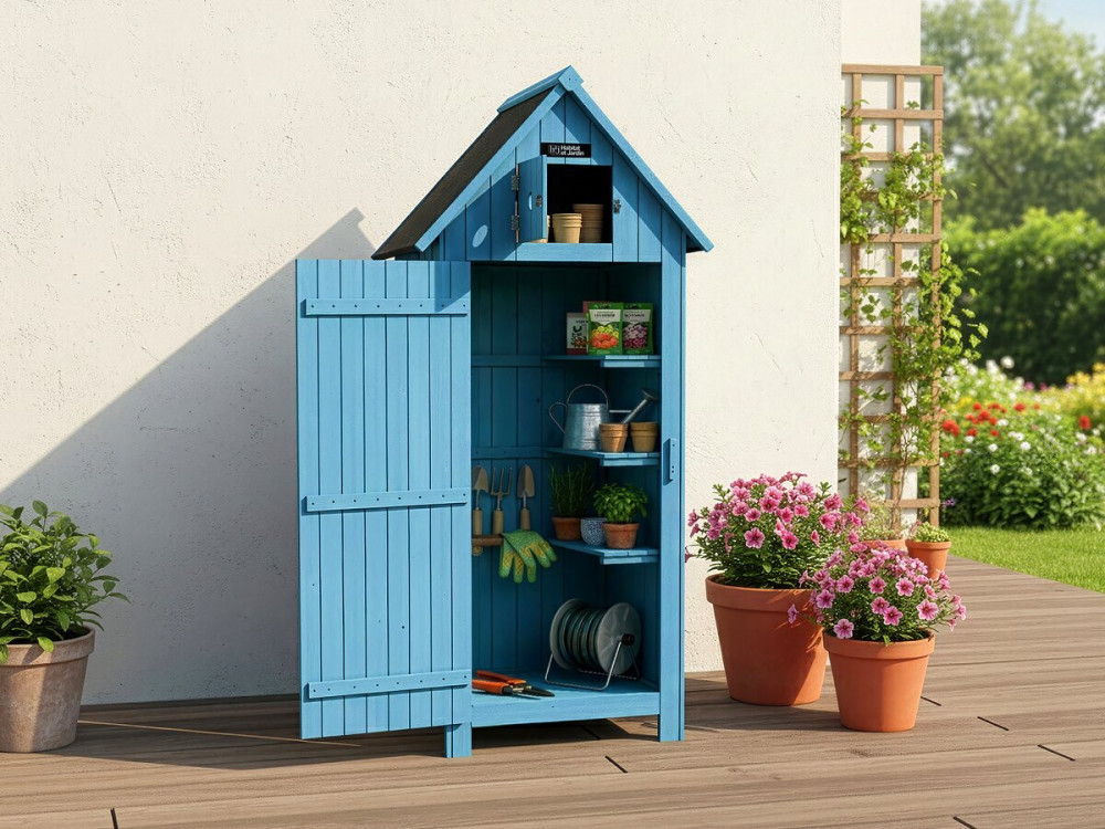 Mueble de jardín "Cabanon" - 77 x 54,5 x 179 cm - Azul cielo -