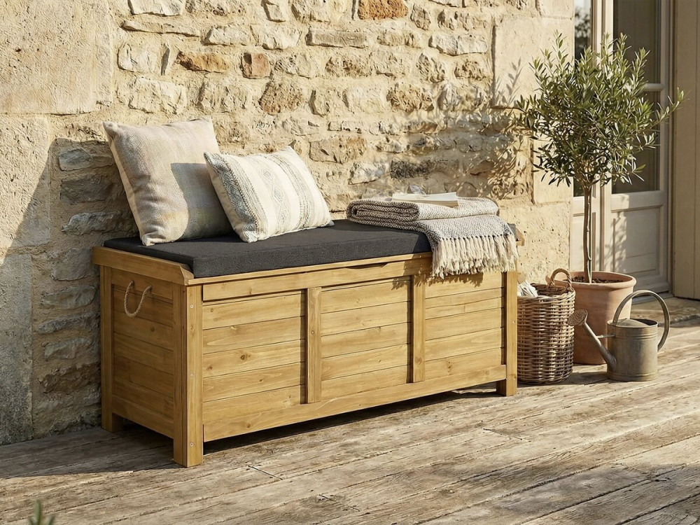 Caja de jardin de madera "Gana" - 125 x 60 x 54 cm - Marrón