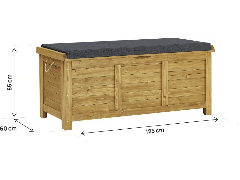 Caja de jardin de madera "Gana" - 125 x 60 x 54 cm - Marrón