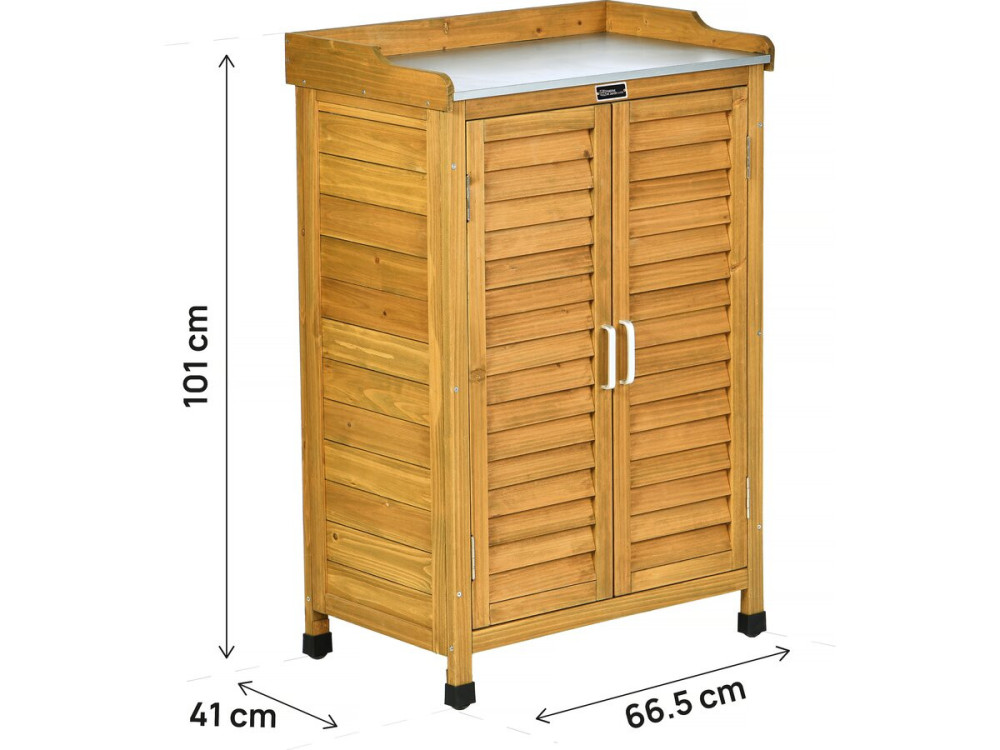Armario de jardín de madera "Alexia" con ruedas - 66 x 41 x 101 cm - Marrón