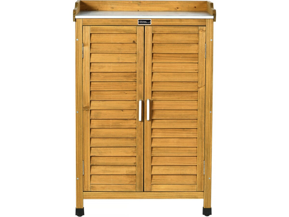 Armario de jardín de madera "Alexia" con ruedas - 66 x 41 x 101 cm - Marrón