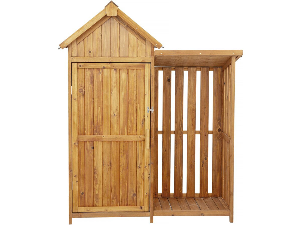 Armario de jardín de madera "Noé" con almacenamiento para troncos - 136 x 57 x 170 cm - Marrón