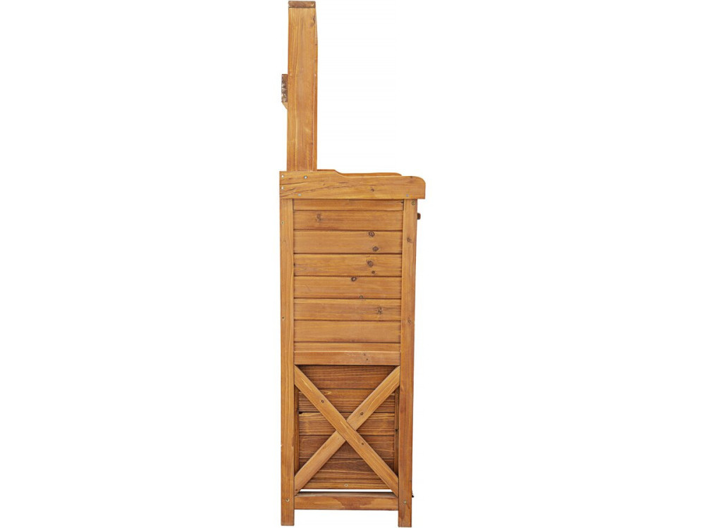 Armario de jardín de madera "Lou" con papelera integrada - Marrón