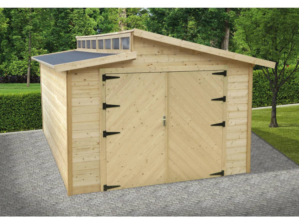 Garaje de madera "Torino" - 20,88 m2 - 3,64 x 5,74 x 2,92 m - 28 mm