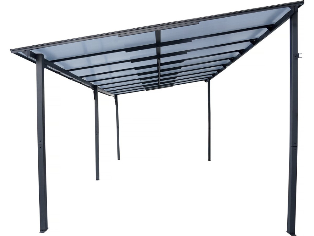 Pérgola adosada "Marvin" - 5,5 x 3 m - 545 x 298 x 243 cm - Gris oscuro