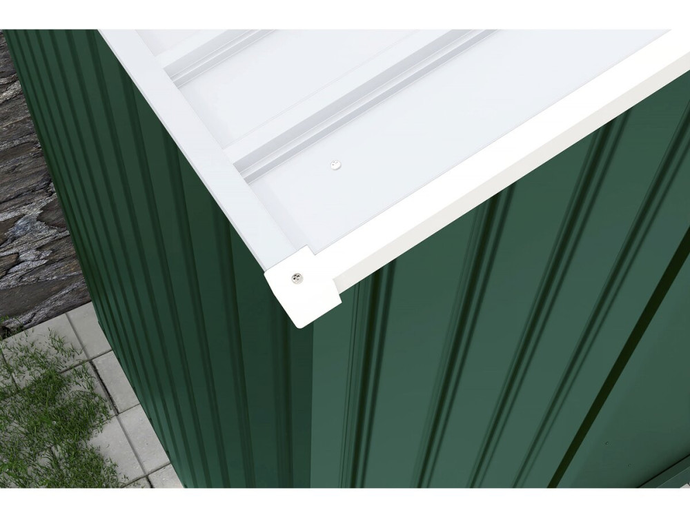 Cobertizo de jardín metálico - "Rosas " - 7,06 m² con depósito recuperador de agua y canalón