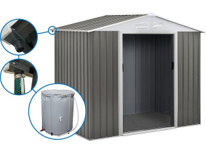 Cobertizo de jardín de metal "Dallas" - 4,07 m² con canalón y colector de agua