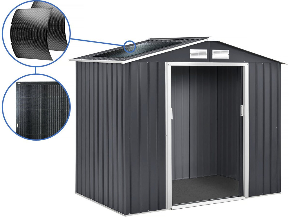 Cobertizo de jardín metálico- "Vegas"-  2,7 m² con paneles solares