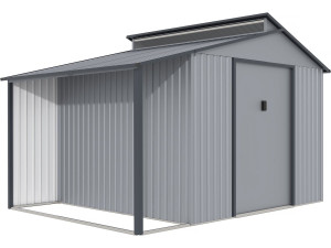 Caseta de metal con pergola "Madras" - 9.12 m² - Gris