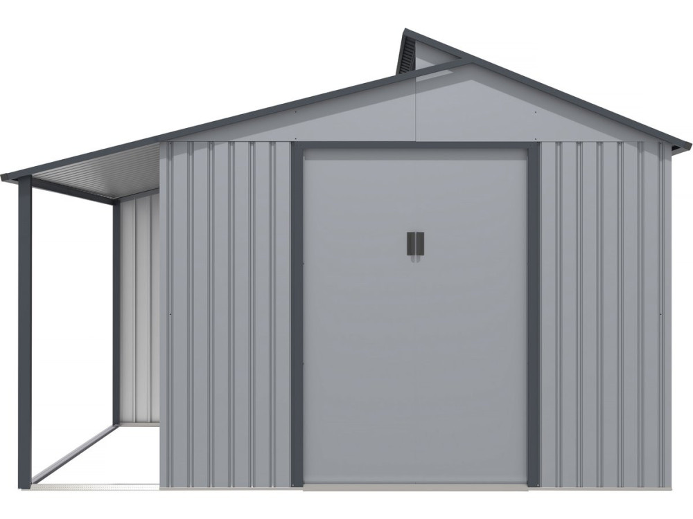 Caseta de metal con pergola "Madras" - 9.12 m² - Gris