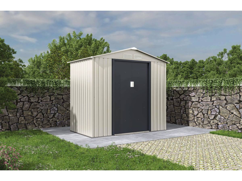 Caseta de jardín metálica "Nebraska" - 4,07 m² - Beige/Gris antracita
