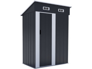 Caseta de jardín metálica "Memphis" con puerta corredera - 1,36 m² - Gris