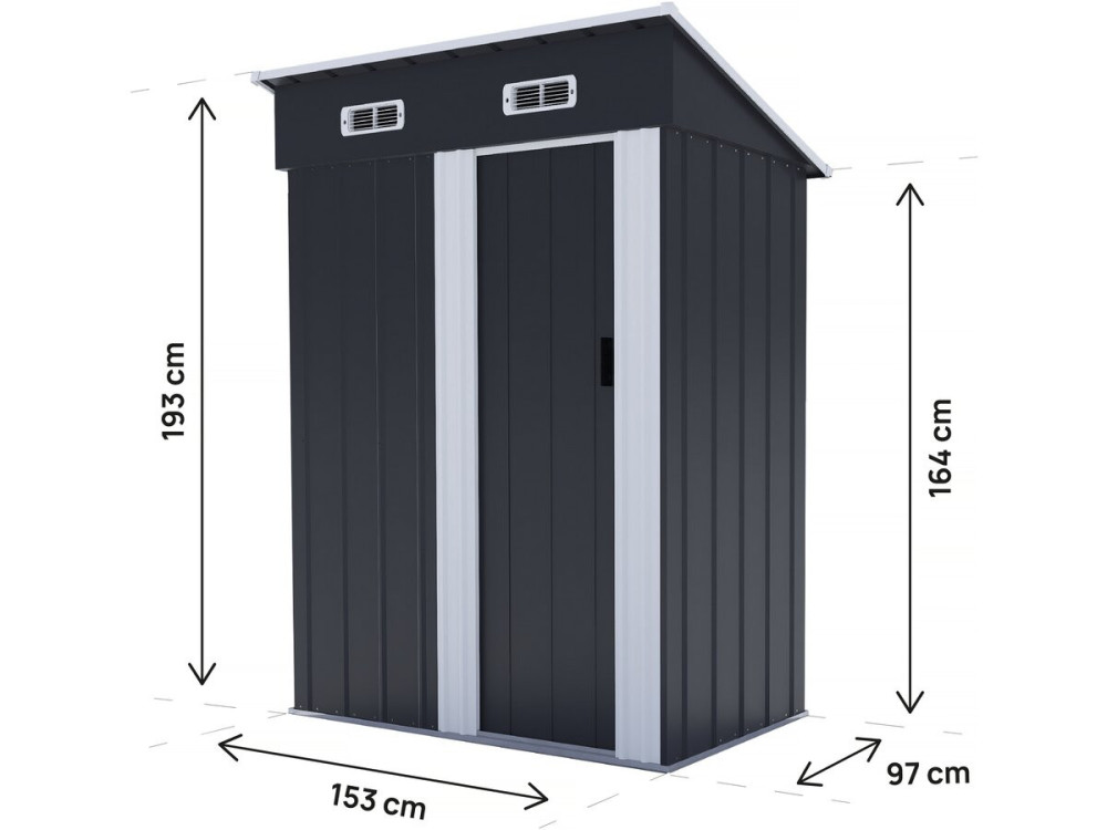Caseta de jardín metálica "Memphis" con puerta corredera - 1,36 m² - Gris
