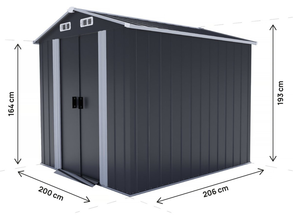 Caseta de jardín metálica con puertas correderas "Boston" - 4,12 m² - Gris