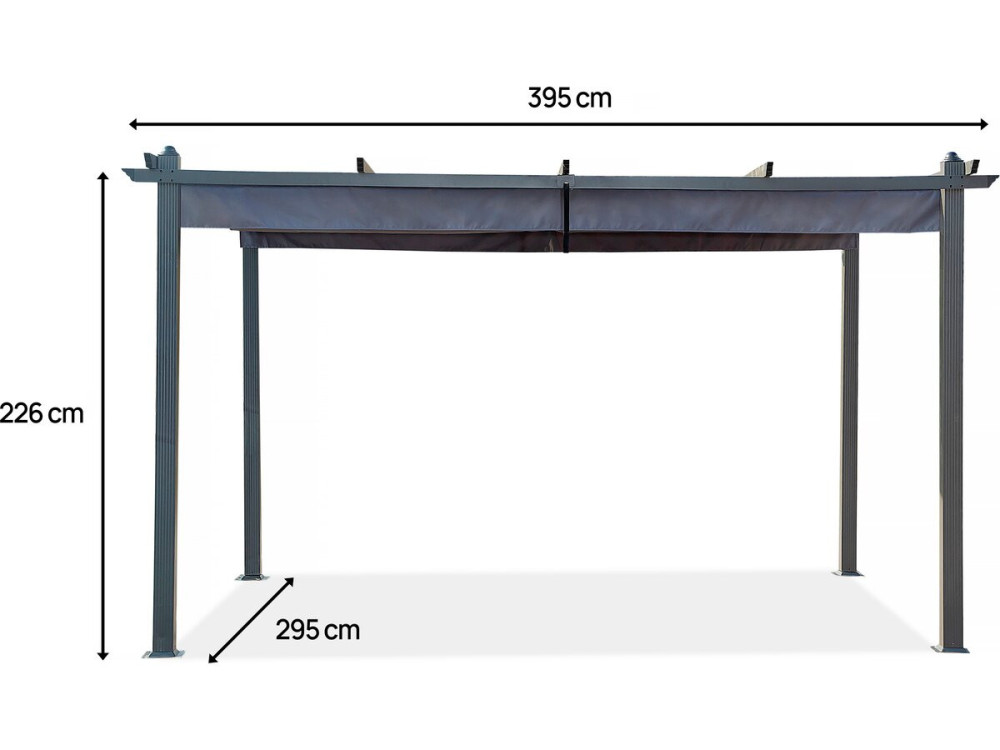 Pérgola de aluminio con techo retráctil - 3 x 4 m - Antracita