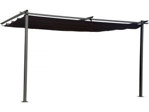 Pergola adossée avec toit rétractable - 3 x 4 m - Gris anthracite