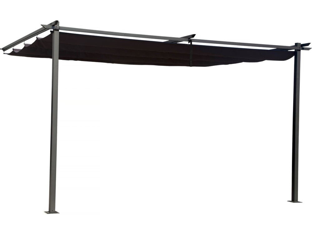 Pergola adossée avec toit rétractable - 3 x 4 m - Gris anthracite