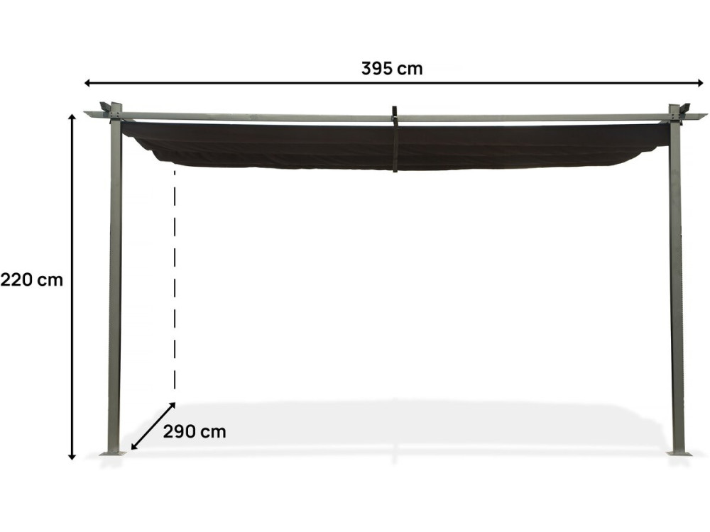 Pergola adossée avec toit rétractable - 3 x 4 m - Gris anthracite