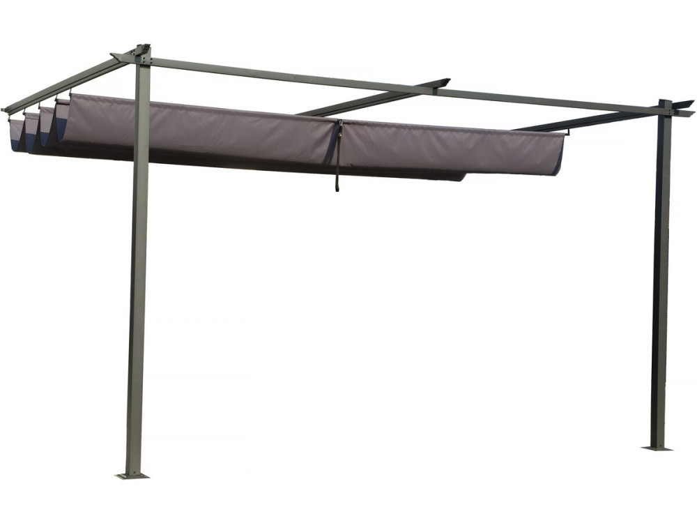 Pergola adossée avec toit rétractable - 3 x 4 m - Gris anthracite
