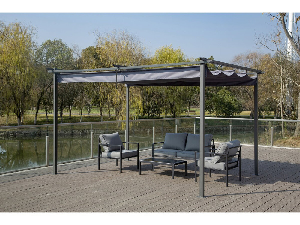 Pérgola con techo retráctil - 3 x 4 m - Gris