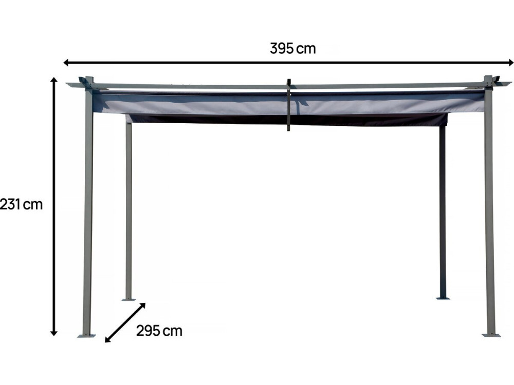 Pérgola con techo retráctil - 3 x 4 m - Gris