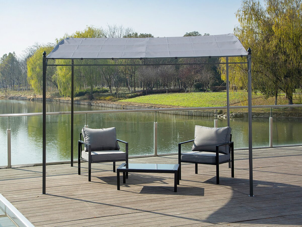 Pérgola metálica inclinada adosada - 3 x 2,5 m - Gris