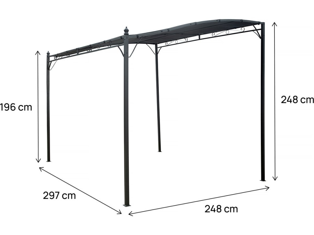 Pérgola metálica inclinada adosada - 3 x 2,5 m - Gris