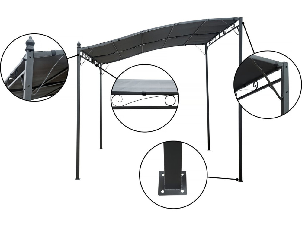 Pérgola metálica inclinada adosada - 3 x 2,5 m - Gris