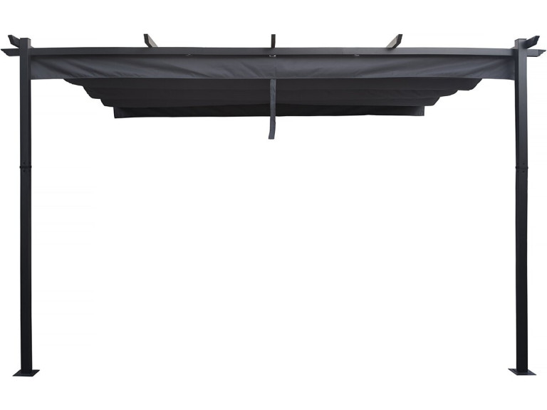 Pérgola adosada de aluminio con techo retráctil - 3 x 4 m - Gris
