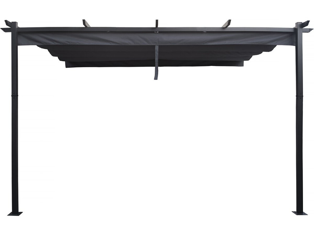 Pérgola adosada de aluminio con techo retráctil - 3 x 4 m - Gris