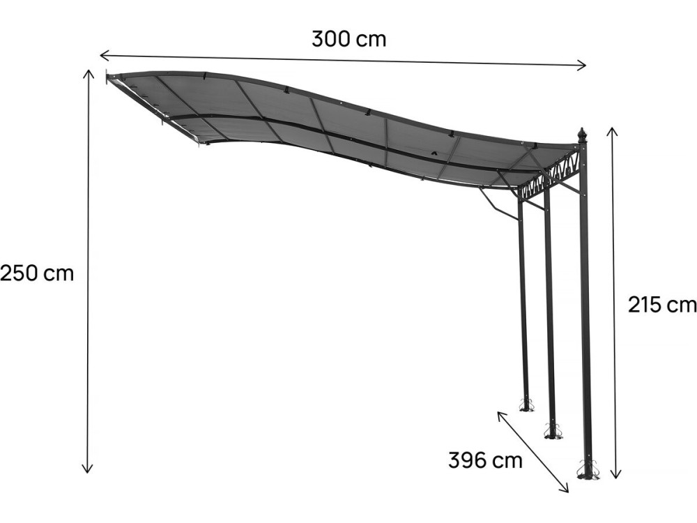 Cenador de metal - 3 x 4 m - Gris