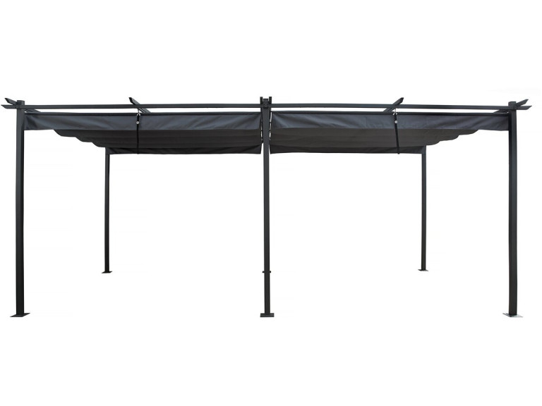 Pérgola metálica con techo retráctil - 3 x 6 m - Antracita