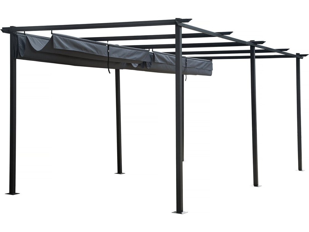 Pérgola metálica con techo retráctil - 3 x 6 m - Antracita