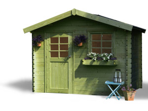 Caseta de jardín de madera "Sologne" - Modelo impregnado (verde) - 8,88 m² - 2,98 x 2,98 x 2,39 m - 28 mm