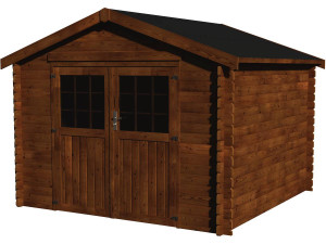 Caseta de jardín de madera "Valodeal" - 8,88 m² - 2,98 x 2,98 x 2,39 m - 34 mm - Acabado marrón